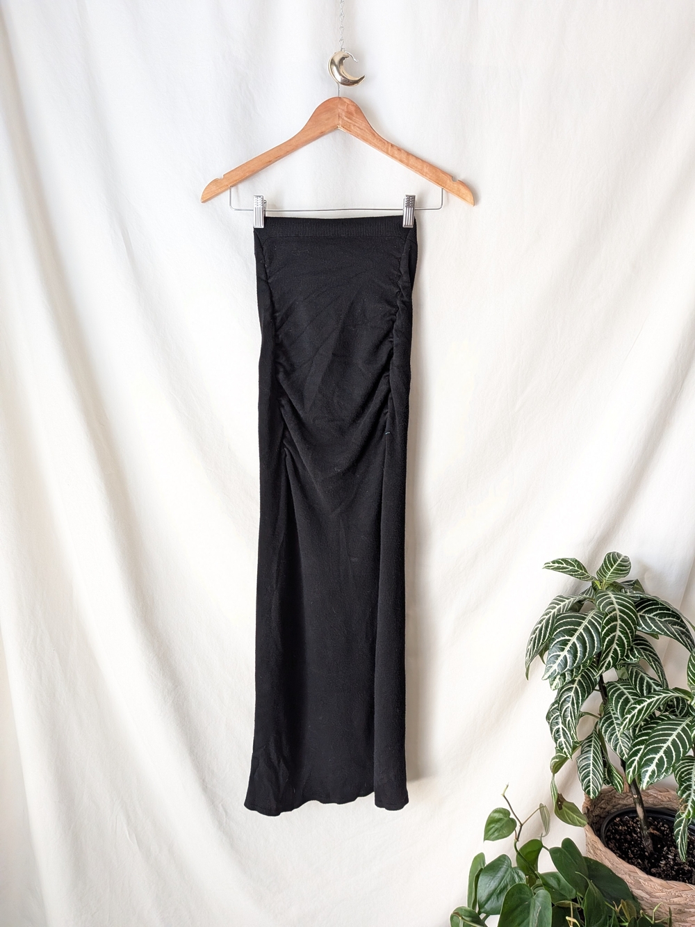 Free People Black Strapless Ruched Maxi Dress